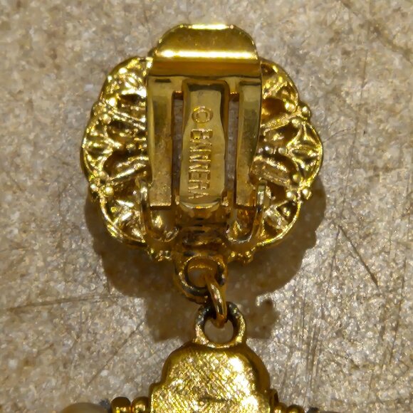 VINTAGE STATEMENT JOSE & MARIA BARRERA STONE CRYSTAL DANGLE CHANDELIER EARRINGS - Picture 4 of 14